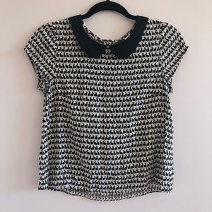Short sleeve rabbit animal print top w/ Peter Pan